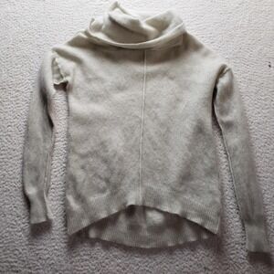 Max Studio Sweater Womens Large White Cowl Neck Long Sleeve Cashmere Hi Low